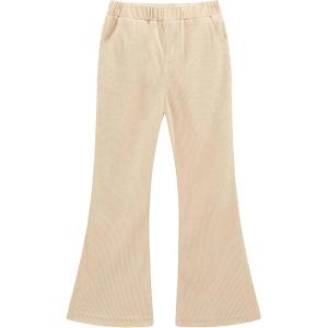 Noomelfish Girls Corduroy Flared Pant Fall Winter Bell Bottoms Trousers with Pockets (5-12 Years)(Khaki)
