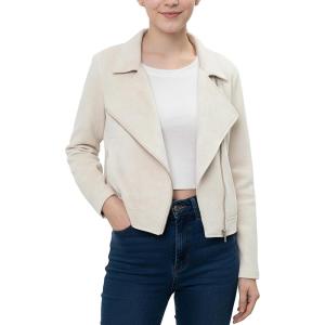 Noomelfish Girls Faux Suede Leather Jackets Kids Motorcycle Bomber Coats Fall Outfits Winter Clothes (5-14 Years)(Beige White)