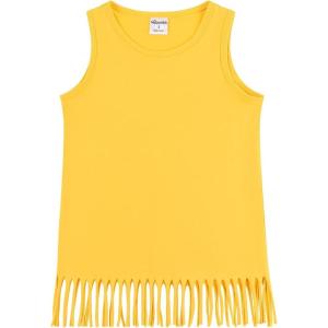 Noomelfish Girls Fringe Tank Tops Cotton Summer Sleeveless Shirts (5-12 Years)(Gold Yellow)