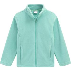 Noomelfish Girls Full Zip Soft Polar Fleece Jacket Outerwear Coat With Pockets (5-14 Years)(Aqua Blue)