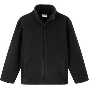 Noomelfish Girls Full Zip Soft Polar Fleece Jacket Outerwear Coat With Pockets (5-14 Years)(Black)