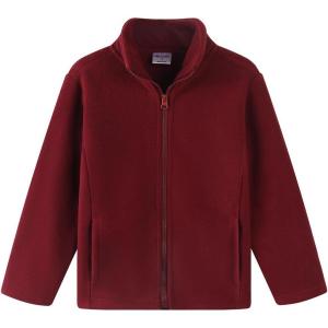 Noomelfish Girls Full Zip Soft Polar Fleece Jacket Outerwear Coat With Pockets (5-14 Years)(Burgundy)