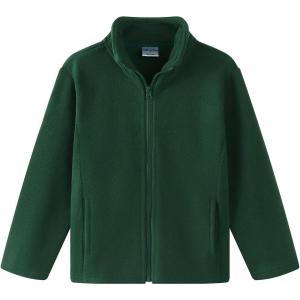 Noomelfish Girls Full Zip Soft Polar Fleece Jacket Outerwear Coat With Pockets (5-14 Years)(Green)