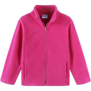 Noomelfish Girls Full Zip Soft Polar Fleece Jacket Outerwear Coat With Pockets (5-14 Years)(Hot Pink)