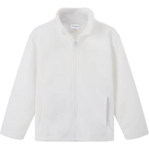 Noomelfish Girls Full Zip Soft Polar Fleece Jacket Outerwear Coat With Pockets (5-14 Years)(White)