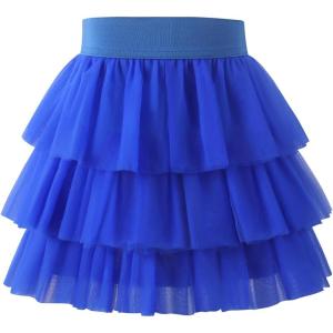 Noomelfish Girls Layered Tutu Skirt Ruffle Tiered Tulle Party Dance Skirt (3-10 Years)(Royal Blue)