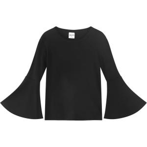 Noomelfish Girls Long Bell Sleeve Top Cute Western Shirts Blouse (5-12 Years)(Black)