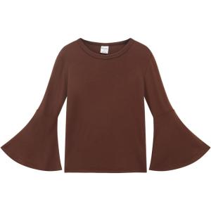 Noomelfish Girls Long Bell Sleeve Top Cute Western Shirts Blouse (5-12 Years)(Brown)