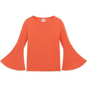 Noomelfish Girls Long Bell Sleeve Top Cute Western Shirts Blouse (5-12 Years)(Orange)