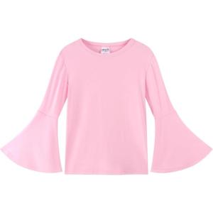 Noomelfish Girls Long Bell Sleeve Top Cute Western Shirts Blouse (5-12 Years)(Pink)