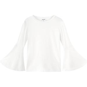 Noomelfish Girls Long Bell Sleeve Top Cute Western Shirts Blouse (5-12 Years)(White)