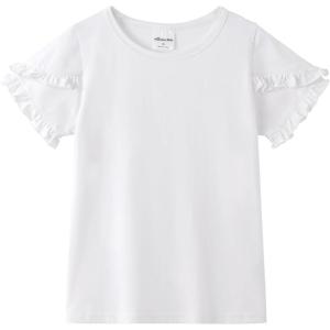 Noomelfish Girls Ruffle Short Sleeve T-Shirts Summer Casual Tee Tops Blouse (5-12 Years)(White)