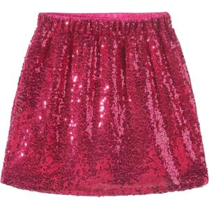 Noomelfish Girls Sparkly Sequin Skirt Kids Elastic Waist Mini Pencil Skirts (5-12 Years)(Hot Pink)