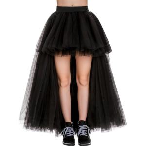 Noomlfish Girls High Low Long Tutu Skirts Kids Tulle Party Maxi Skirt (4-12 Years)(Black)