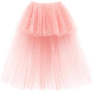 Noomlfish Girls High Low Long Tutu Skirts Kids Tulle Party Maxi Skirt (4-12 Years)(Blush Pink)