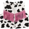 Black White Cow/Pink Fringe