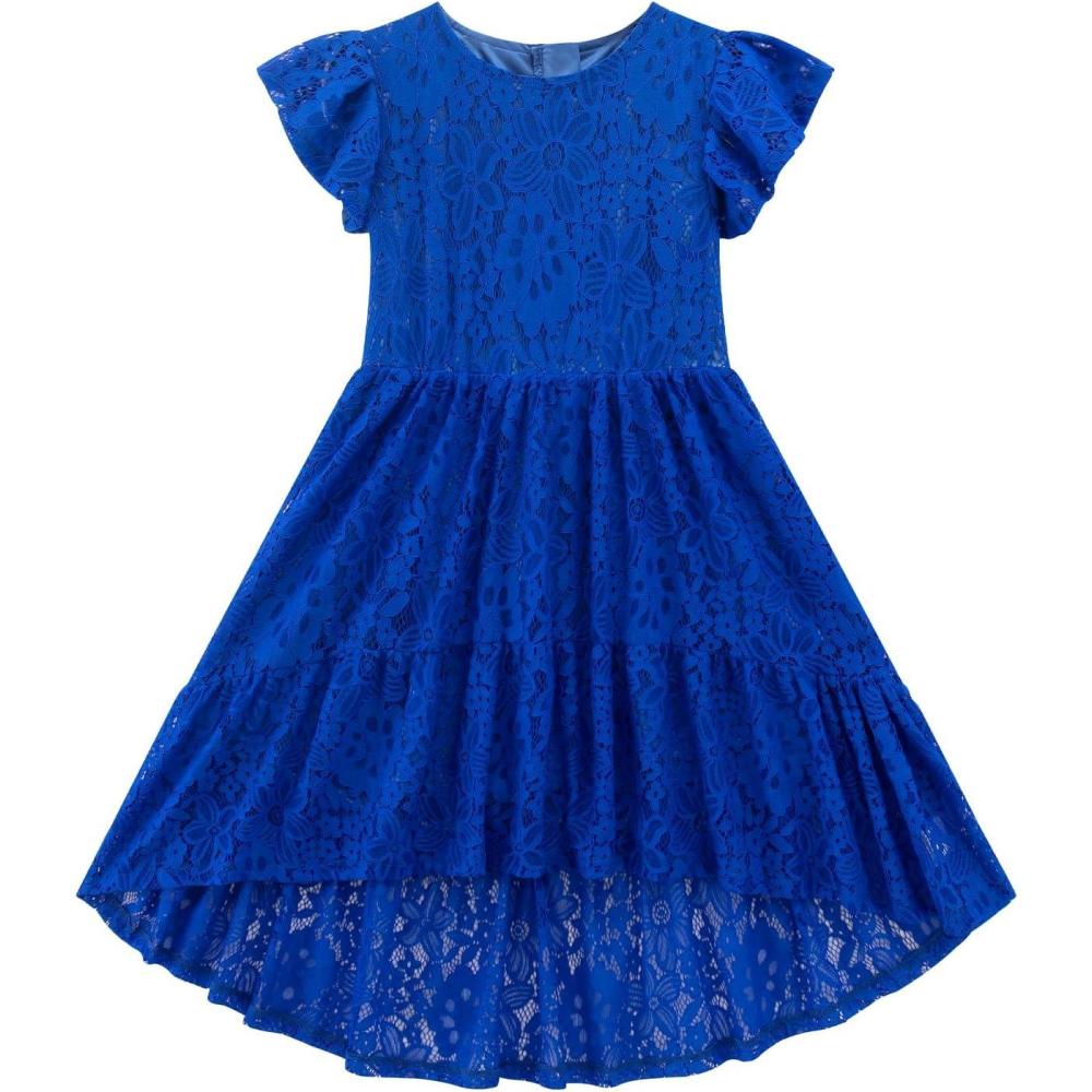 image:imageNoomelfish Girls Lace High Low Boho Dress Short Sleeve Western Party Formal Maxi Dresses 512 YearsRoyal Blue