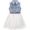 Sleeveless Light Blue/White