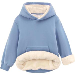 Noomelfish Girls Warm Fleece Sherpa Lined Hoodie Kids Winter Pullover Hooded Sweatshirt(5-12 Years)(Blue)