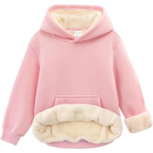 Noomelfish Girls Warm Fleece Sherpa Lined Hoodie Kids Winter Pullover Hooded Sweatshirt(5-12 Years)(Light Pink)
