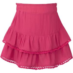 Noomelfish Teen Girls Flowy Ruffle Tiered Boho Skirts Western Crochet Cute Mini Skorts (7-14 Years)(Hot Pink)