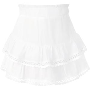 Noomelfish Teen Girls Flowy Ruffle Tiered Boho Skirts Western Crochet Cute Mini Skorts (7-14 Years)(White)