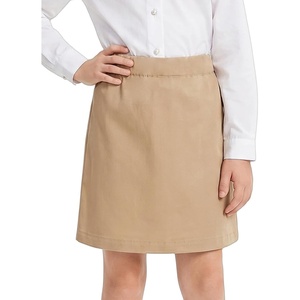 Noomelfish Girls School Uniform Skorts Pull-On Scooter Pencil Skirts with Undershorts (5-14 Years)(Khaki)