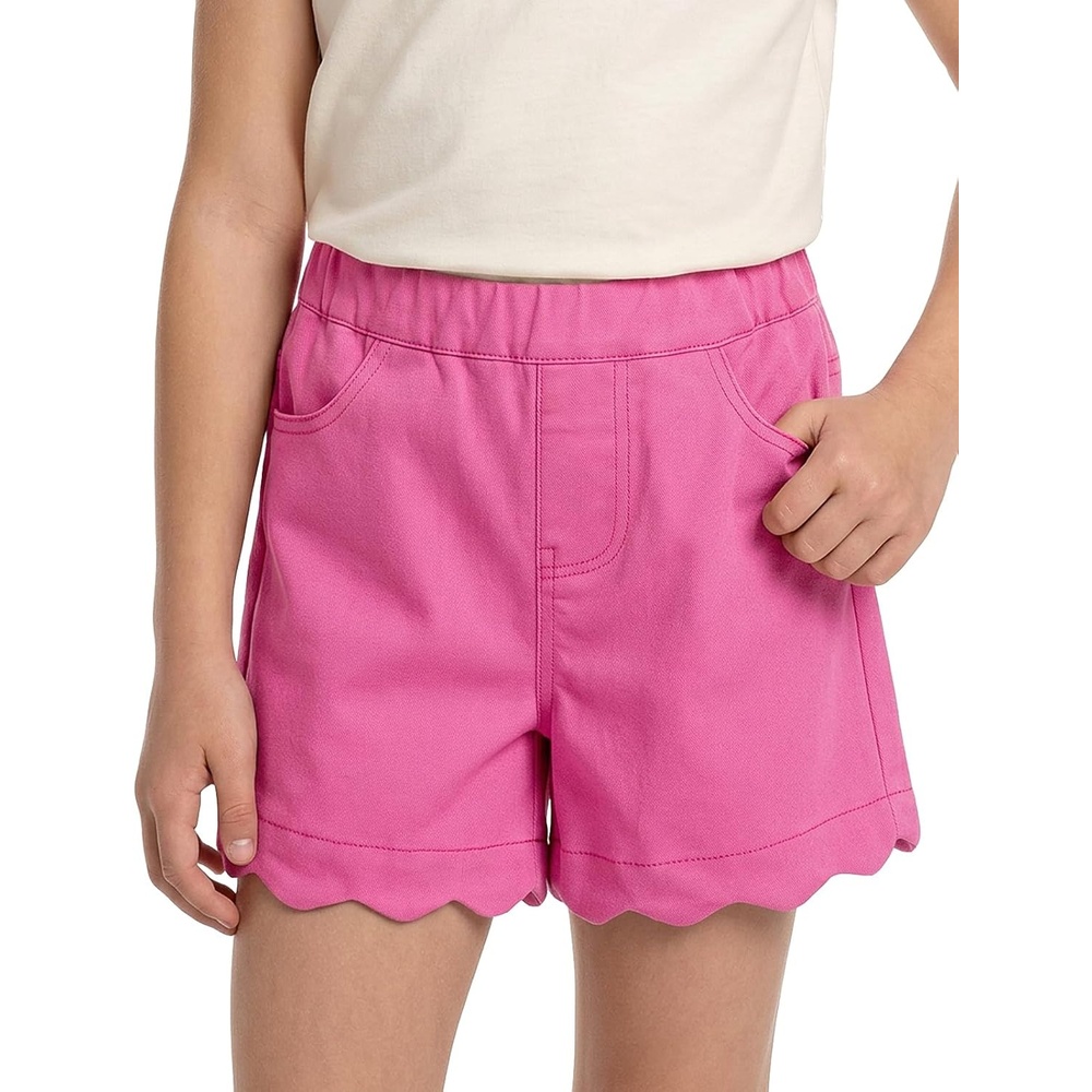 image:imageNoomelfish Girls Scalloped Denim Shorts Elastic Waist Cute Summer Jean Shorts with Pockets 512 YearsPink