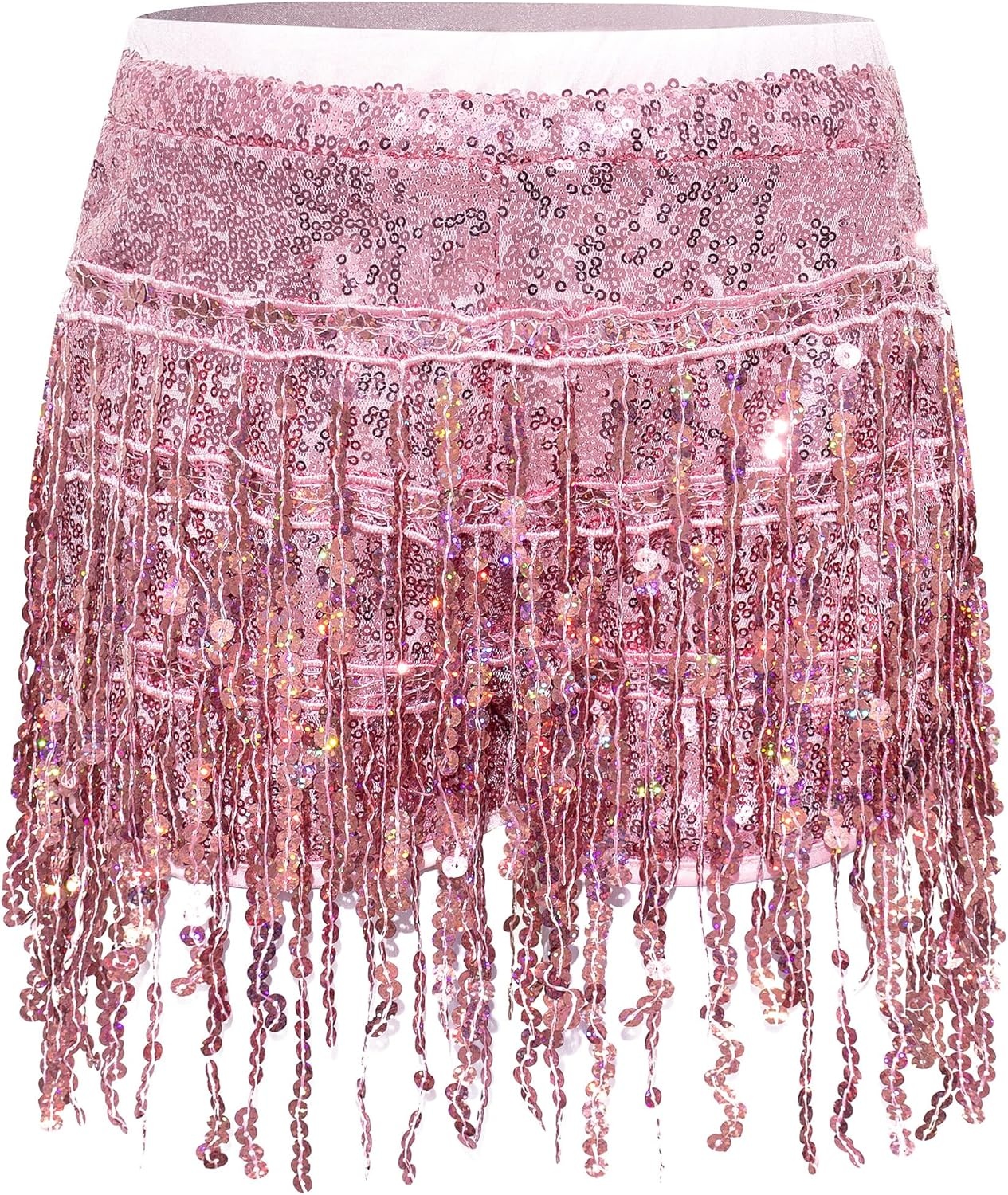 image:imageNoomelfish Girls Fringe Sparkly Sequin Shorts Elastic Waist Tassel Cute Party Dance Outfits 514 YearsPink